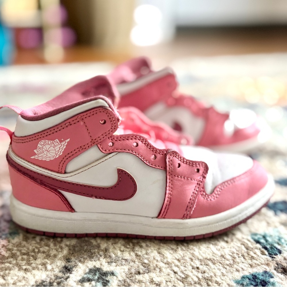 Nike Kids' Air Jordan 1 Kids Pink and White Sneakers